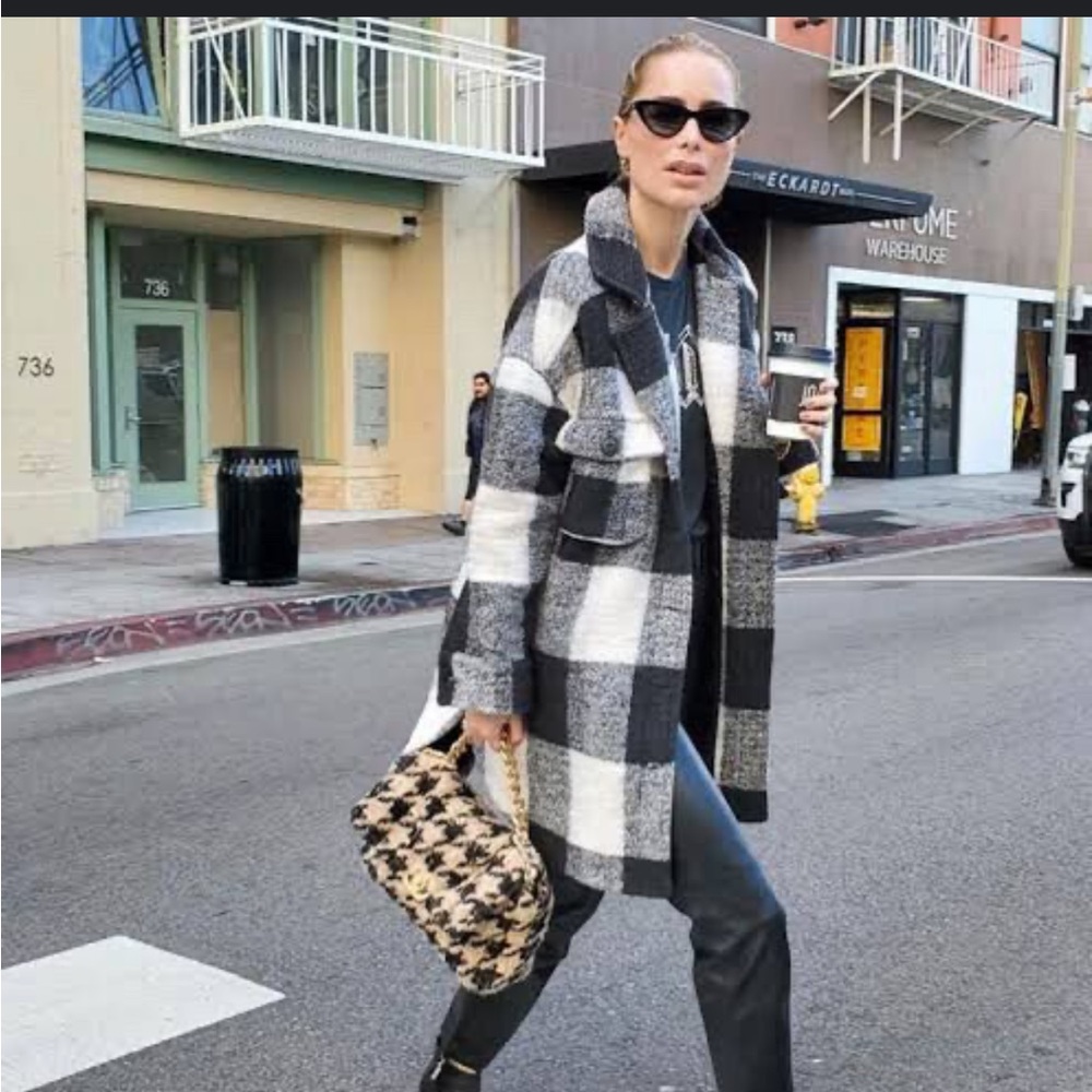 Anine Bing Mave Wool-Blend Buffalo Plaid Flannel Jacket
